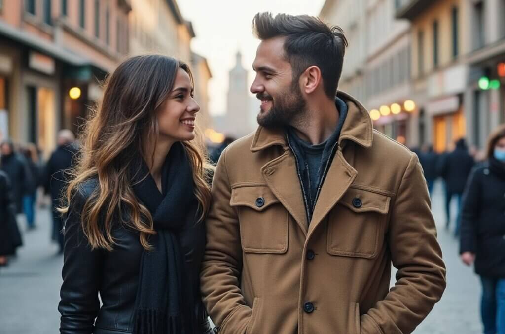 jeune couple à Turin Italie